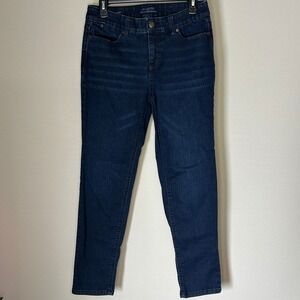 Talbots Simply Flattering Ankle Jeans Dark Wash Blue Denim Womens Size 4 Classic